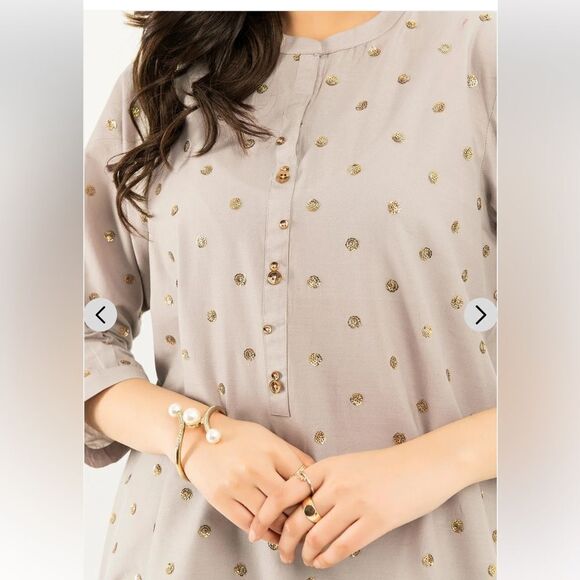 LIMELIGHT PAKISTANI DESIGNER GREY SEQUIN SHALWAR KAMEEZ 2 PIECE READY MADE - Picture 10 of 14